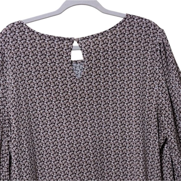 Adrianna Papell blouse women's size 1X polka dot ikat printed bubble sleeve top - Picture 9 of 10